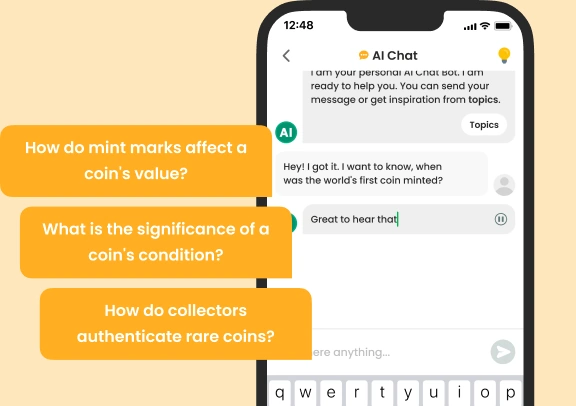 Assistente AI no Coin ID Scanner App.