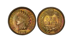 A heily circulated yet historically significant business strike Indian Head cent of 1890.