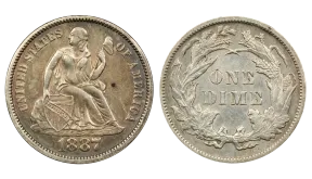 1887 Seated Liberty Dime: How Much Is It Worth Today?
