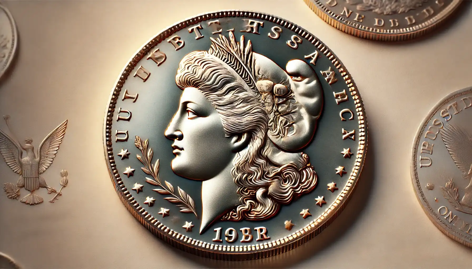 A picture showing the obverse and reverse of a Morgan Dollar