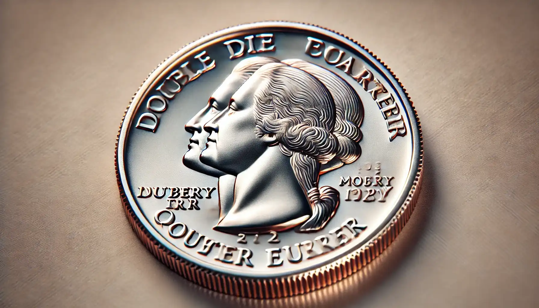 picture of Double Die Quarter coin with minting error