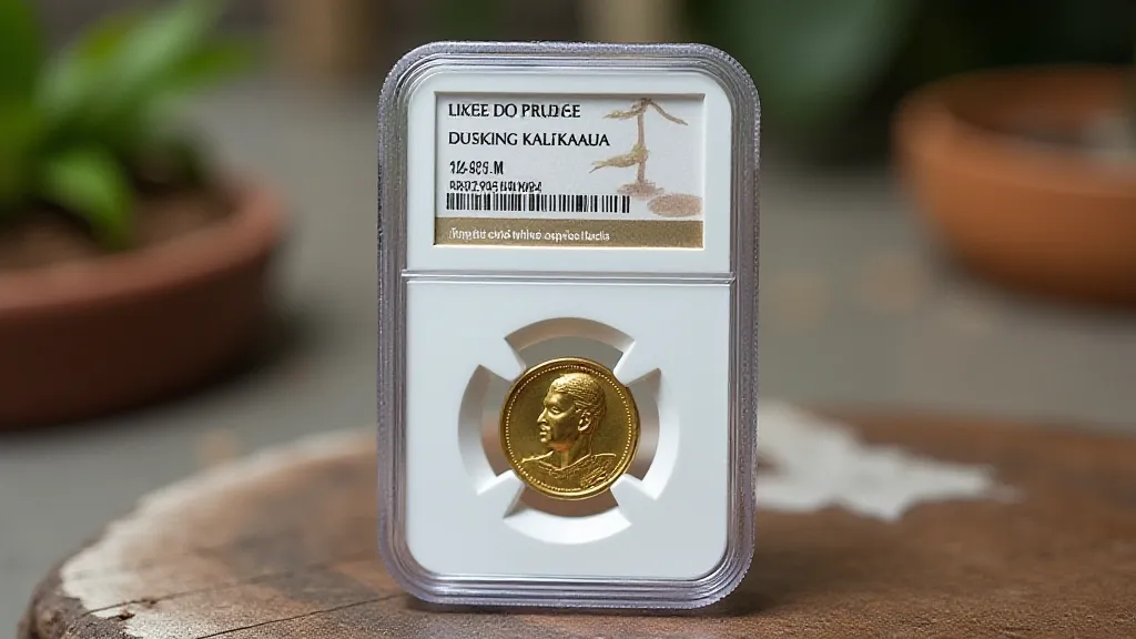 A photo of a graded Hawaiian coin encased in a protective plastic holder with the label on it.