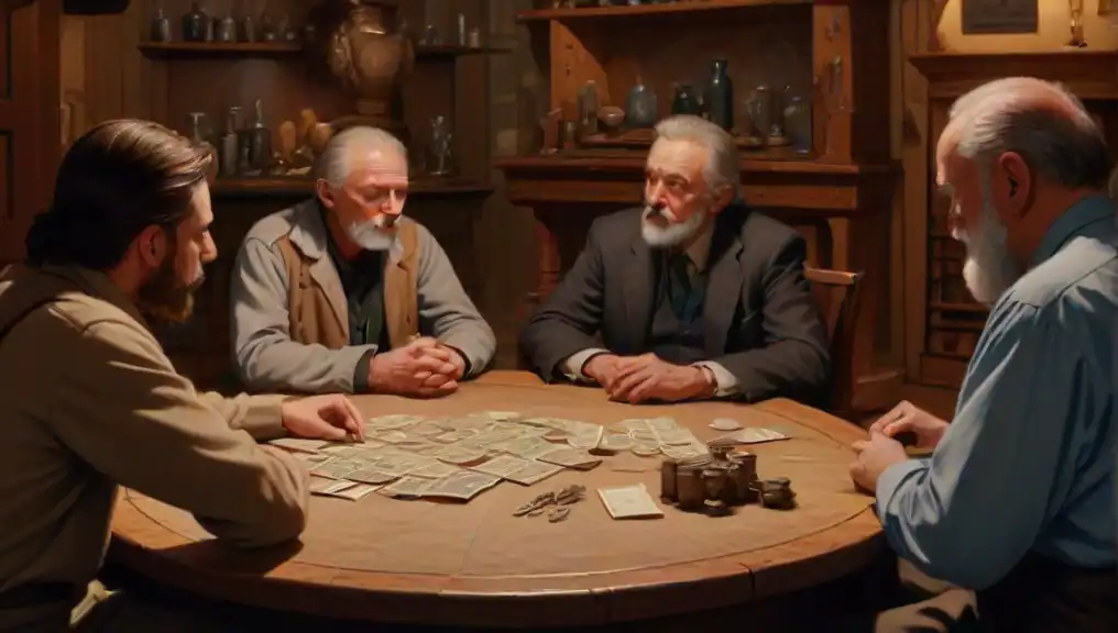 A group of collectors discussing the Old Man of the Mountain quarter dollar value, highlighting its rarity and emotional appeal.