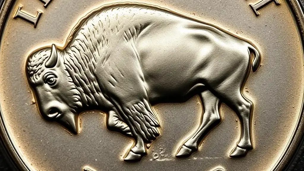 A picture of a 1926-D Buffalo nickel, focusing on the reverse side that prominently features the buffalo with only three and a half legs, showcasing the unique error.