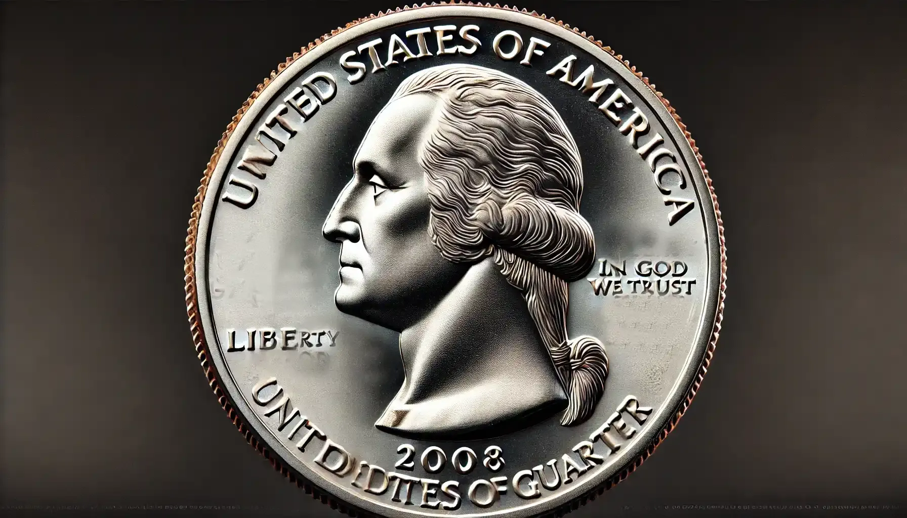 A picture of the obverse side of the Hawaii 2008 Quarter featuring George Washington, prominently displaying his profile in classic relief