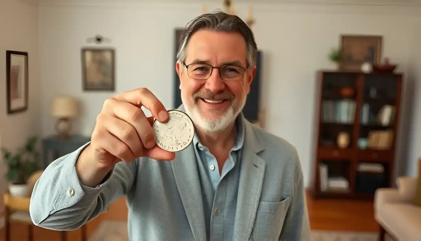 A proud collector holds Massachusetts quarter 2000, showing the coin's historic role in the American Revolution.