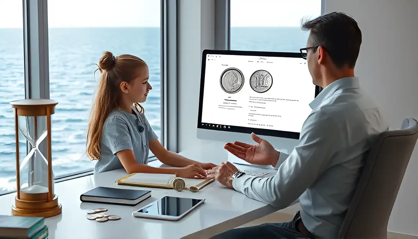 A collector studies a design of 2000-P Sacagawea dollar on Massachusetts quarter planchet, showing both designs and discussing its rare error.