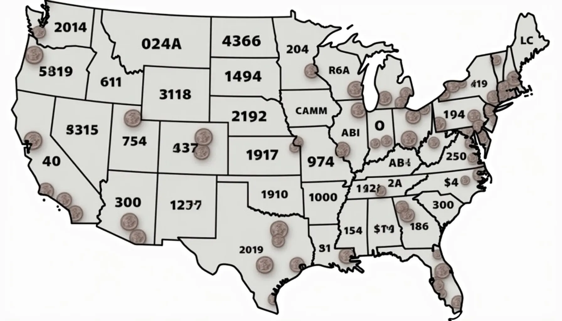 A diagram representing Buffalo Nickels mintages by year (in millions)