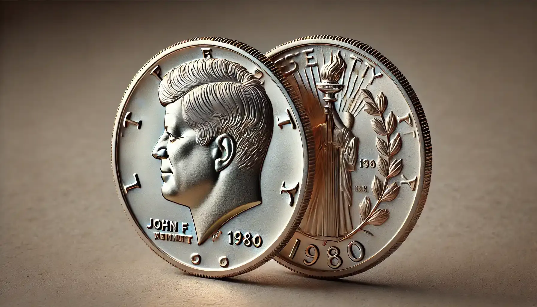 A picture of a 1980 US dime with doubled edges, showcasing the noticeable layering effect around the coin’s rim caused by a minting error