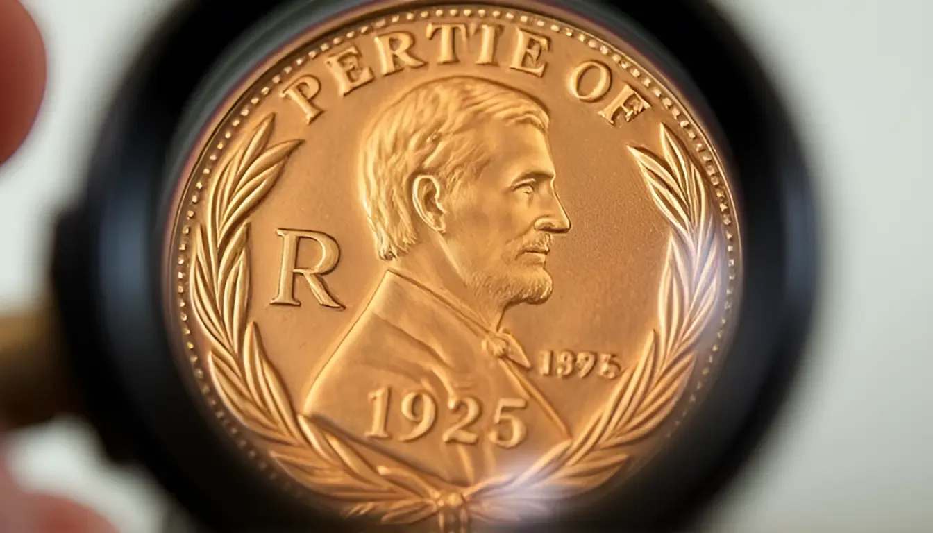 1925 S RPM (Re-Punched Mint Mark) Wheat Penny under a magnifying glass of a numismatist