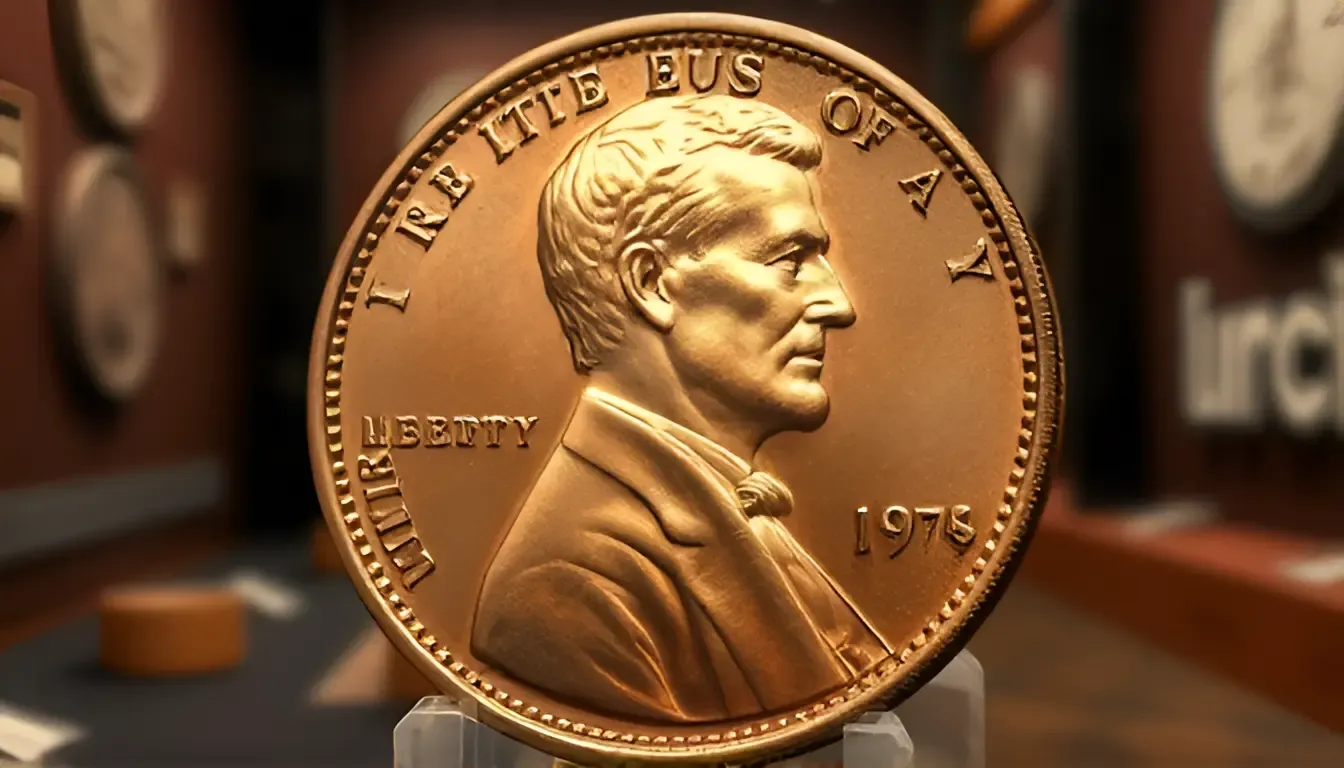 1917 DDO (Doubled Die Obverse) Wheat Penny in a museum