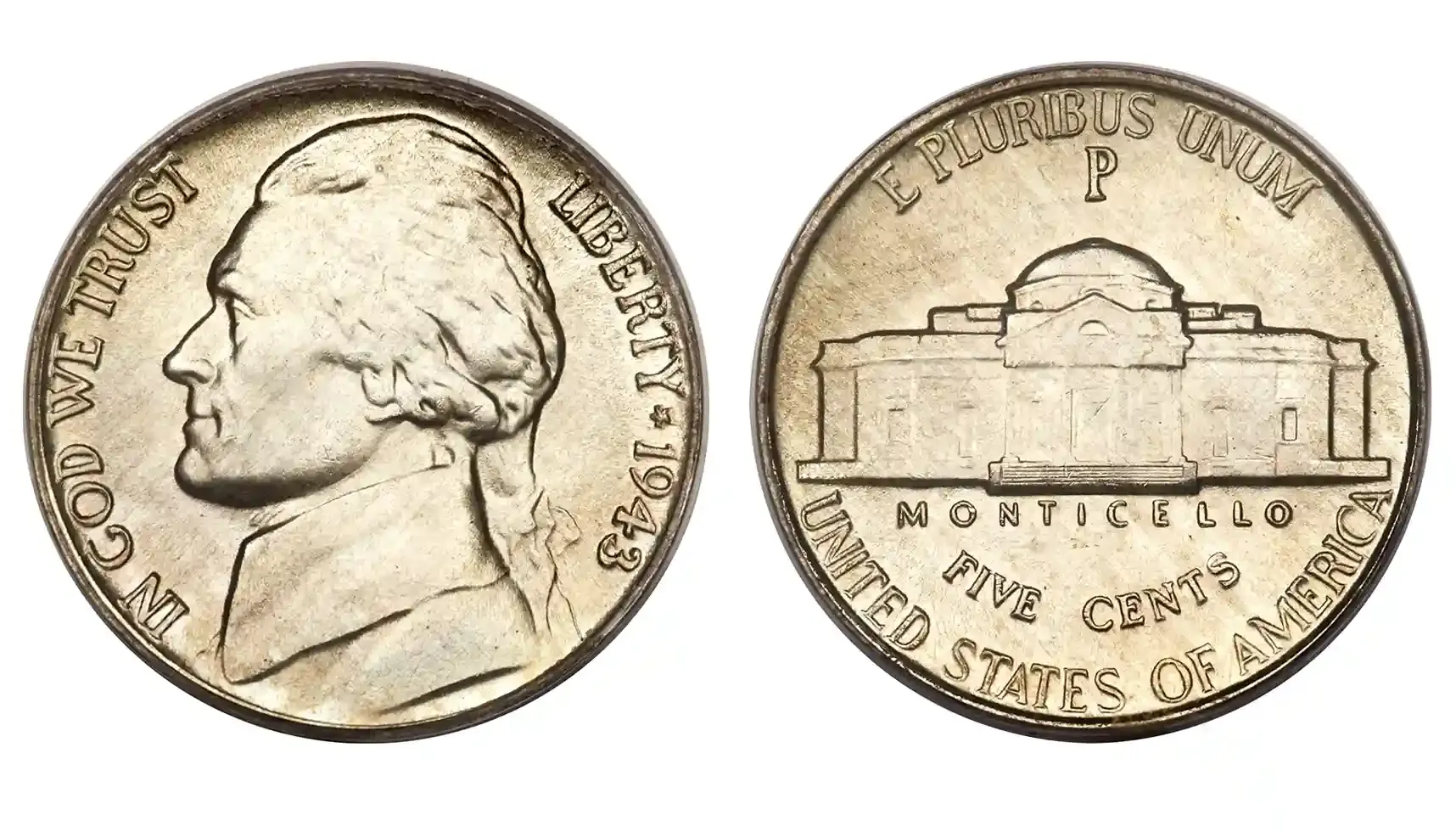 obverse and reverse of the Jefferson Wartime Nickel