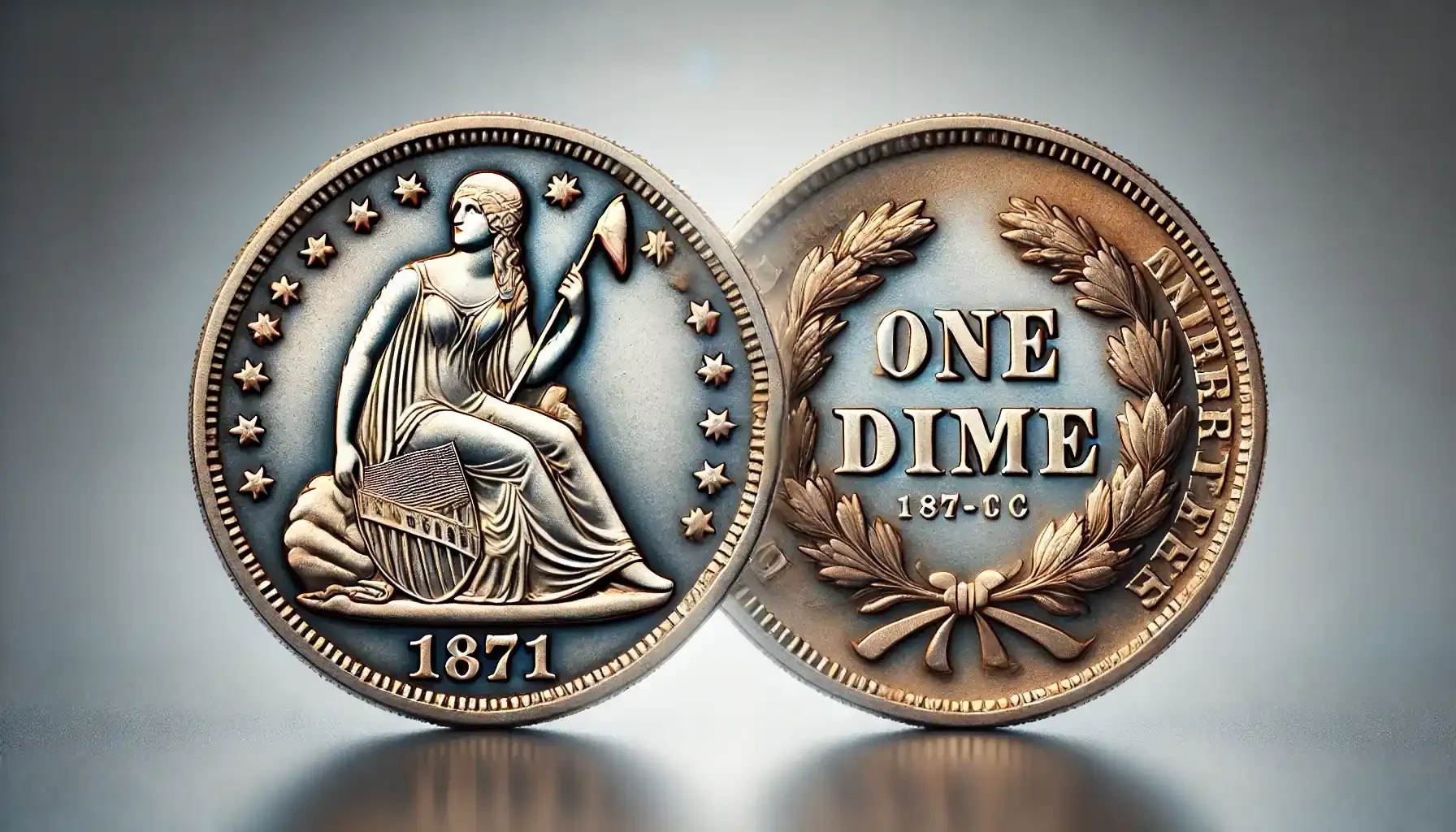 obverse and reverse of the 1871-CC Seated Liberty