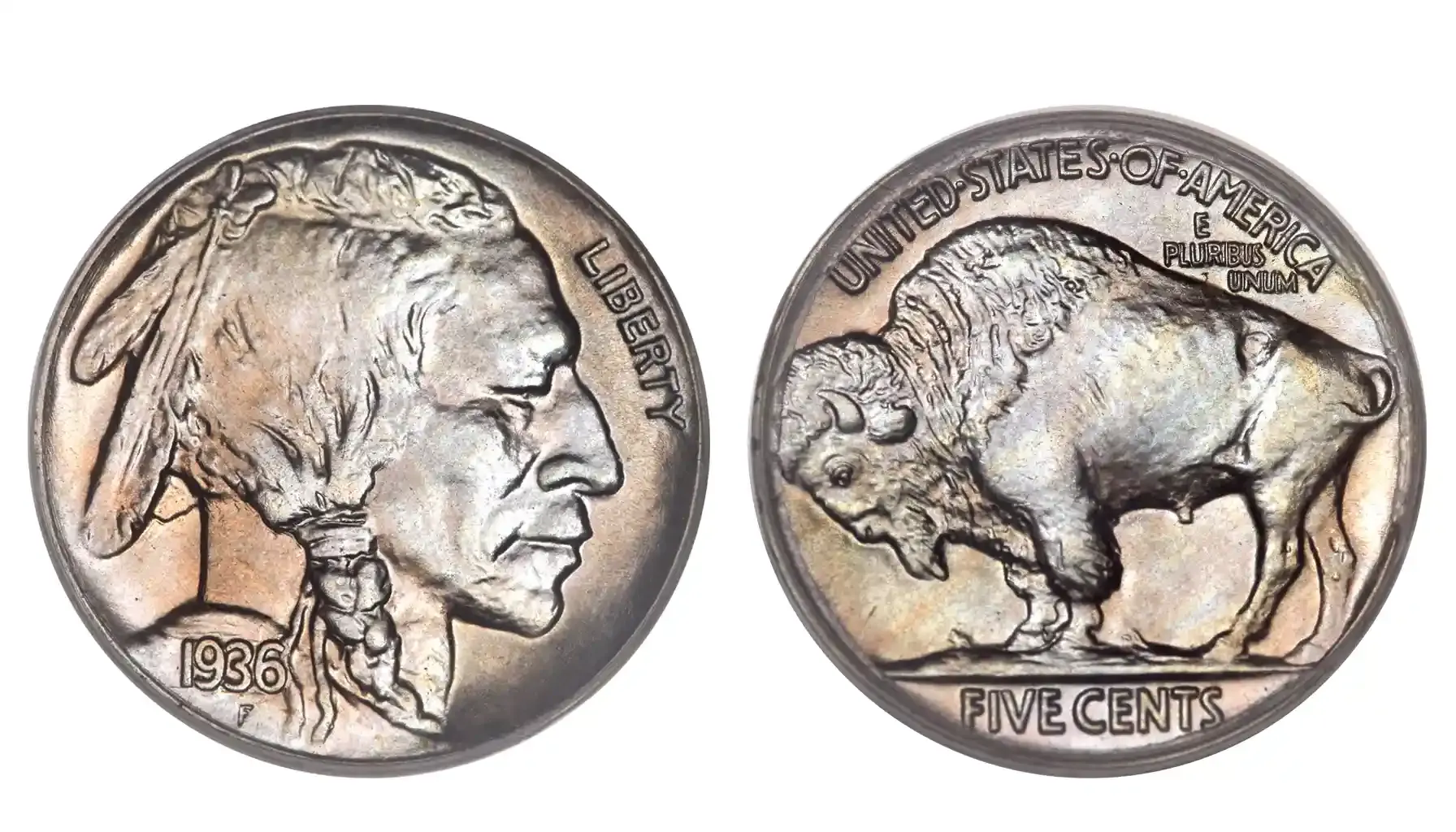 A picture of the 1937-D Buffalo Nickel, featuring the iconic image of a Native American and a buffalo