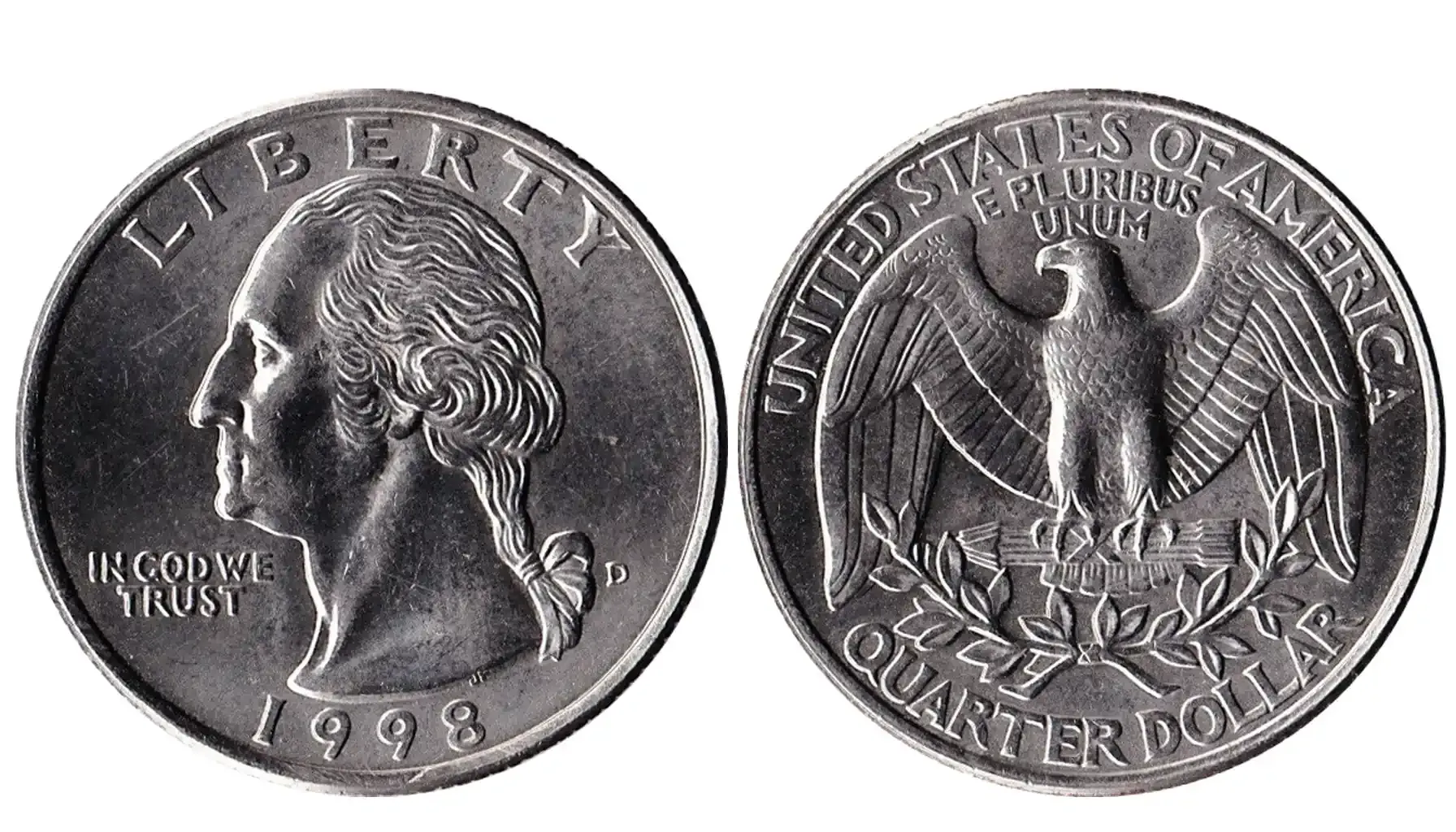 A picture of a 1984 quarter, showcasing its intricate design and crisp details under good lighting.