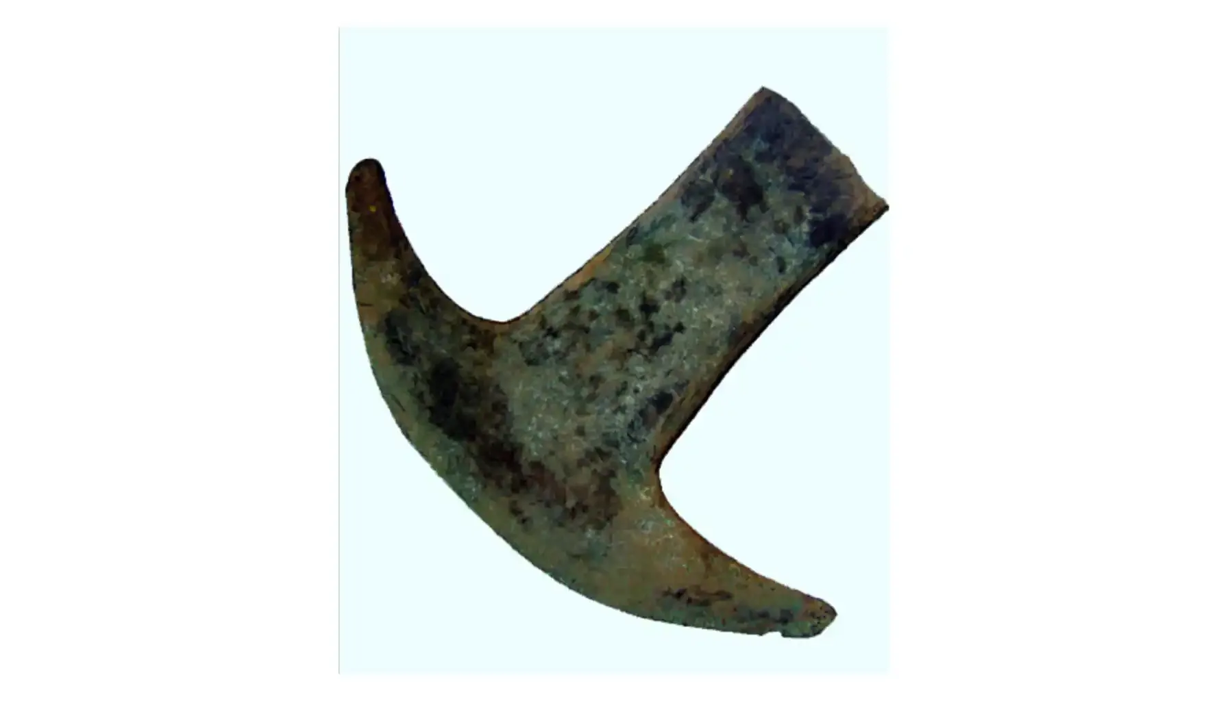 A picture of Tajaderas, copper hoe-shaped money used by the Aztecs as a medium of exchange in high-value transactions.