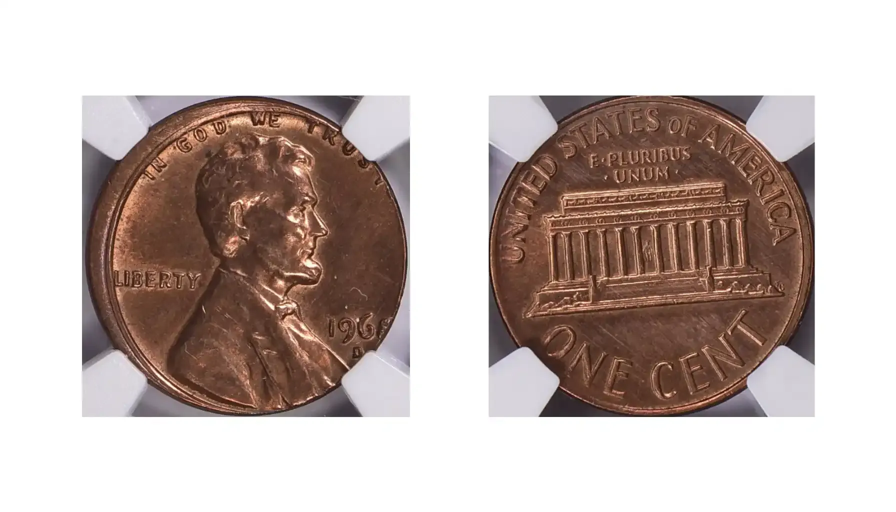 A picture of a 1968-D Lincoln Cent with an obverse misaligned die, showing an uneven rim and shifted design on one side of the coin.