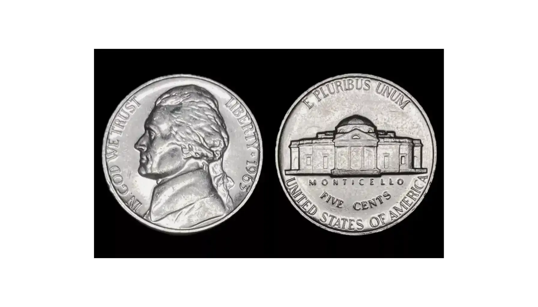 A picture of a lightly circulated 1963 Proof Jefferson nickel with Full Steps (FS) designation.