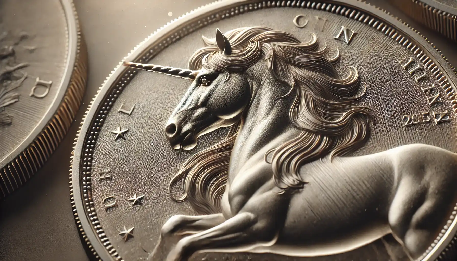 a picture with a close up of unicorn shown on the coin