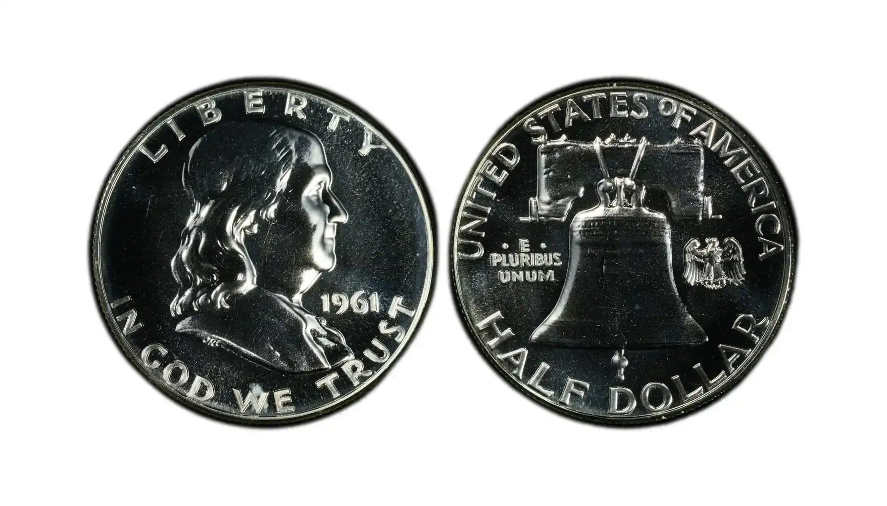 obverse and reverse of a 1961 Franklin Half Dollar DDR