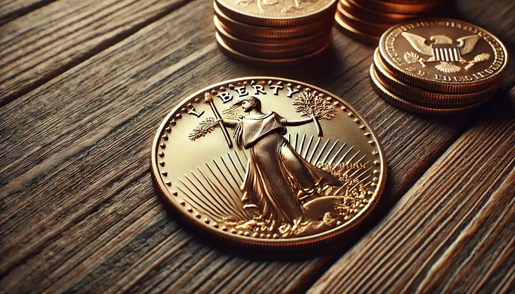 a picture of the 1797 Gold Eagle coin lying on a table