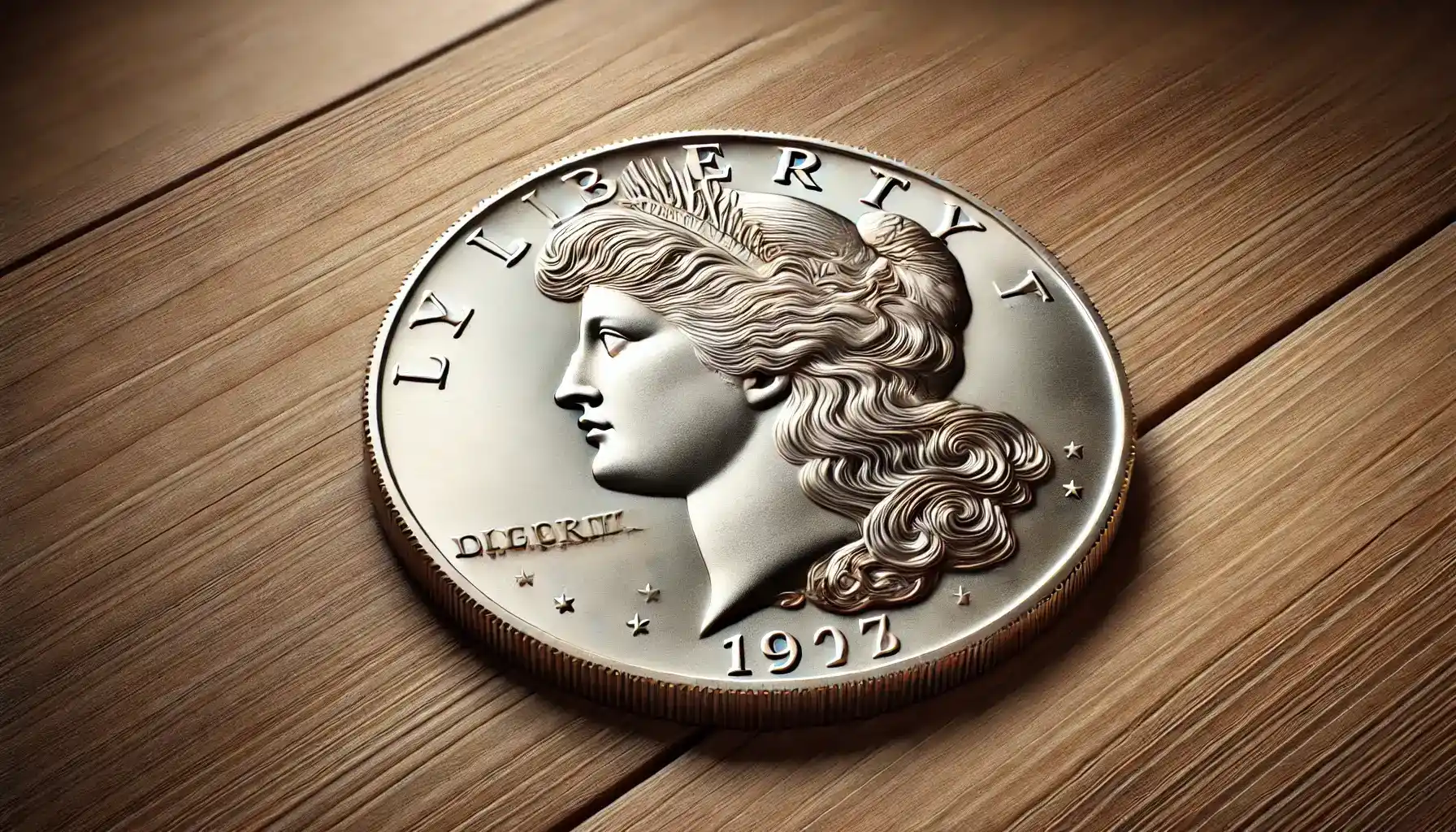 a picture of the Flowing Hair Silver Dollar lying on a table