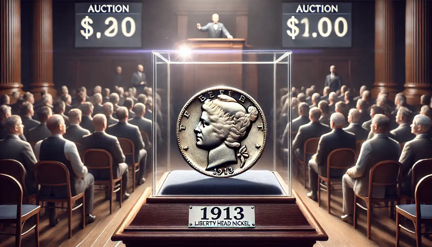 a picture of the 1913 Liberty Head Nickel selling at auction