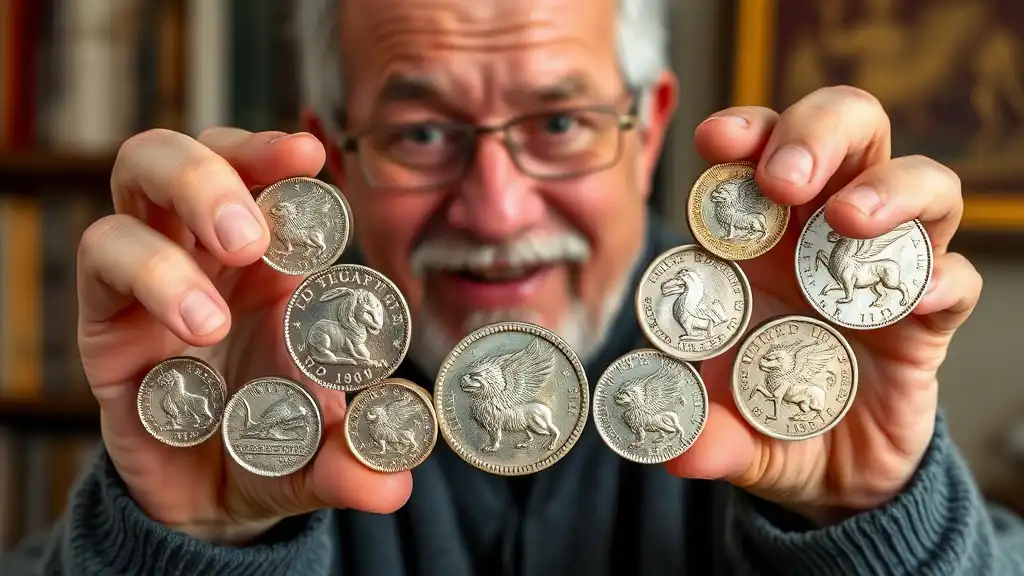 A passionate coin collector proudly displays their complete set of Tudor Beasts silver coins