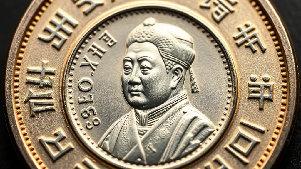 A portrait of Yi Sun-sin on the obverse of South Korean 100 won coin