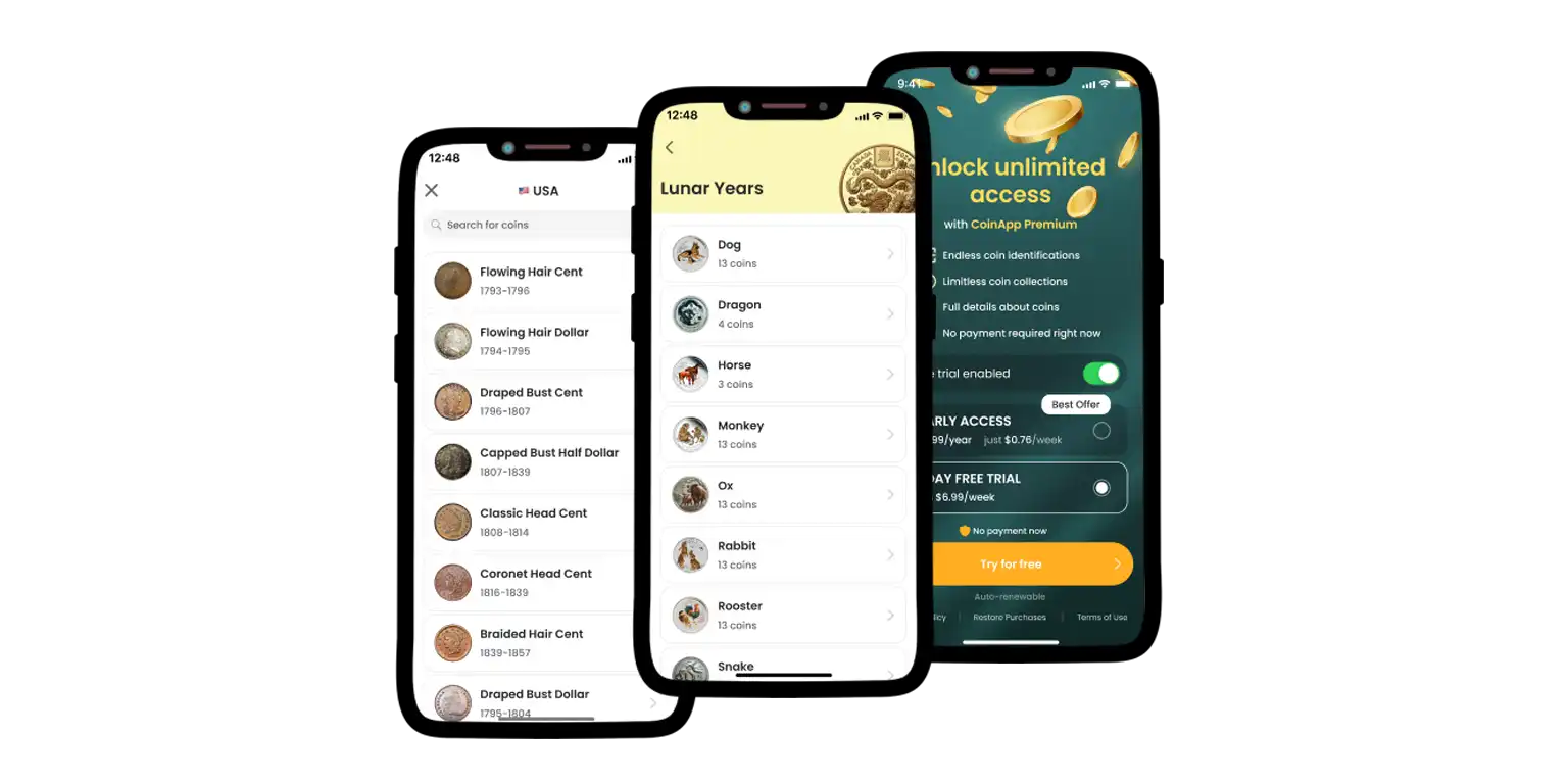 a screenshot of the Coin ID Scanner app with reviews better than CoinSnap reviews