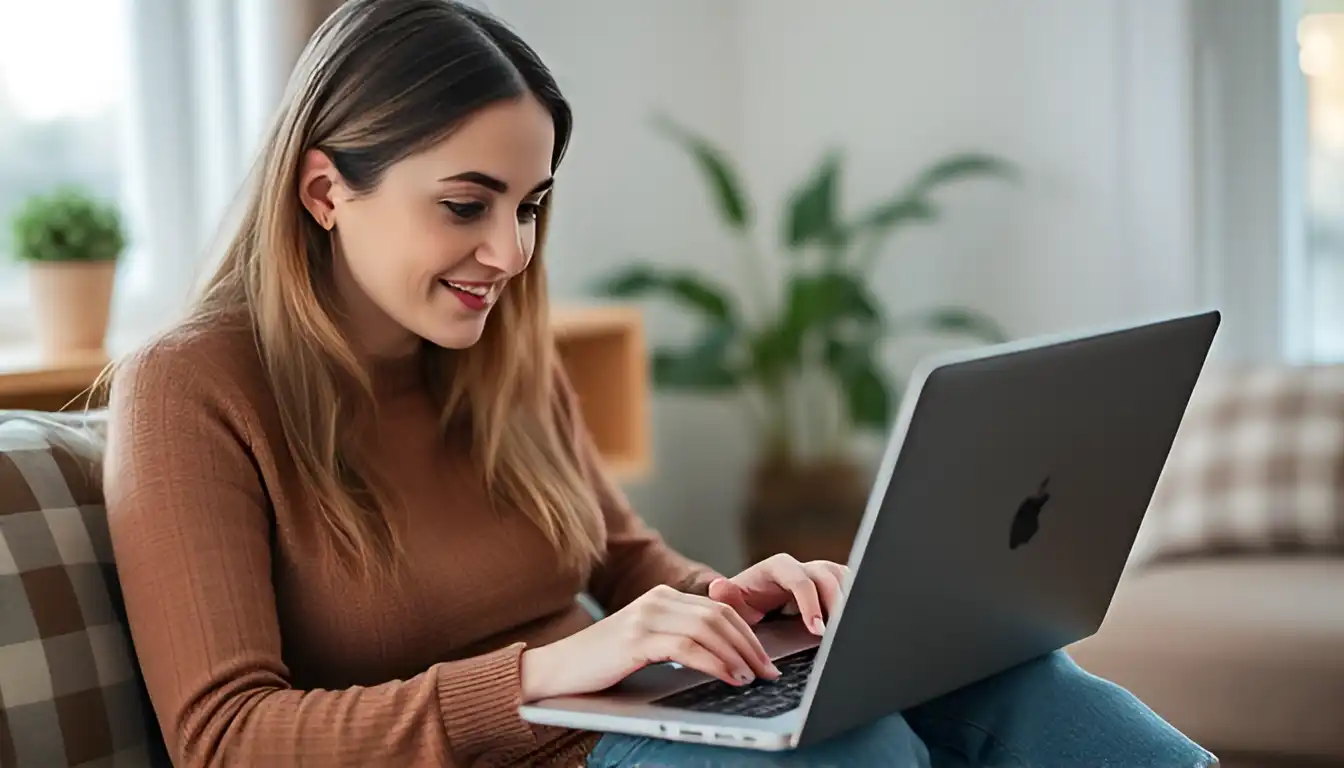 a woman searching where do you get coins graded on her laptop while sitting at home