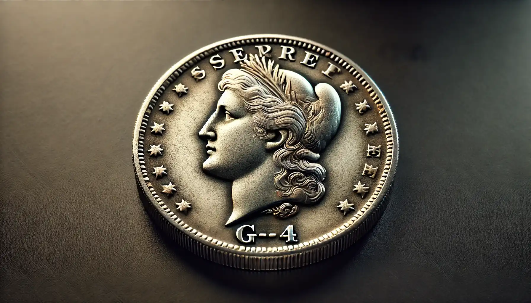 close-up picture with a G-4 grade coin according to the coin grading scale