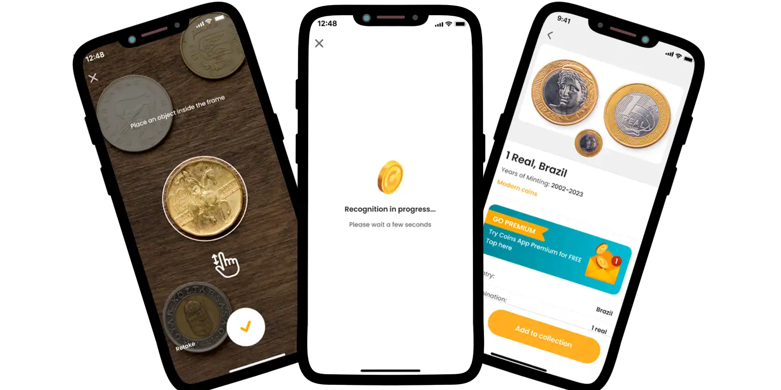 A screenshot from the Coin ID Scanner app