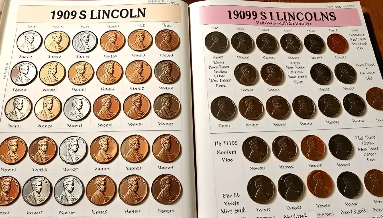 An experienced numismatist catalogs 1909 S Lincoln pennies, focusing on the differences between VDB and non-VDB versions and their value.