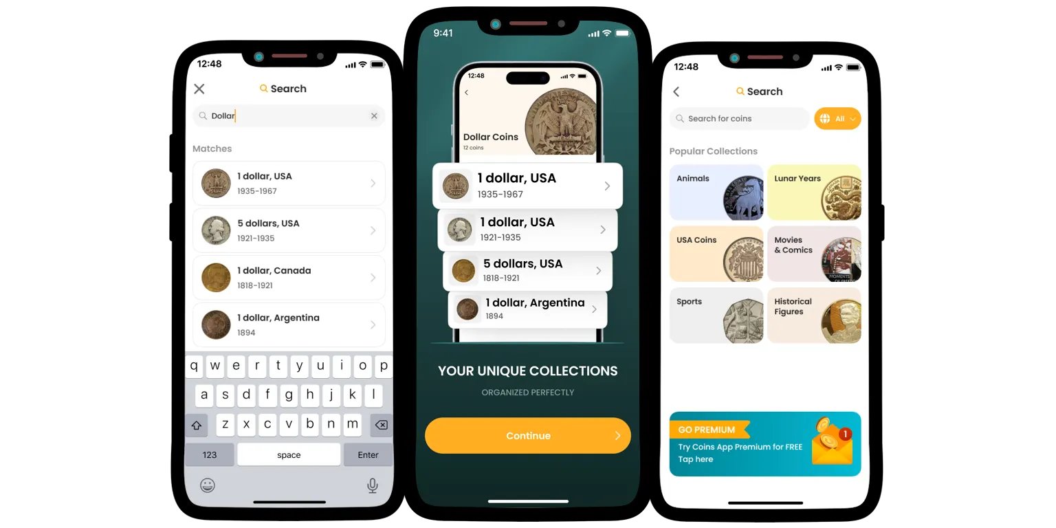 A screenshot from the Coin ID Scanner app that demonstrates the main features of the program.