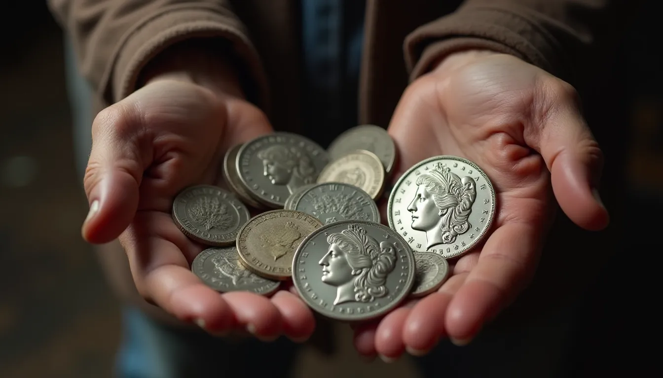 a collection of the 2023 morgan silver dollar mintage in collector's hands