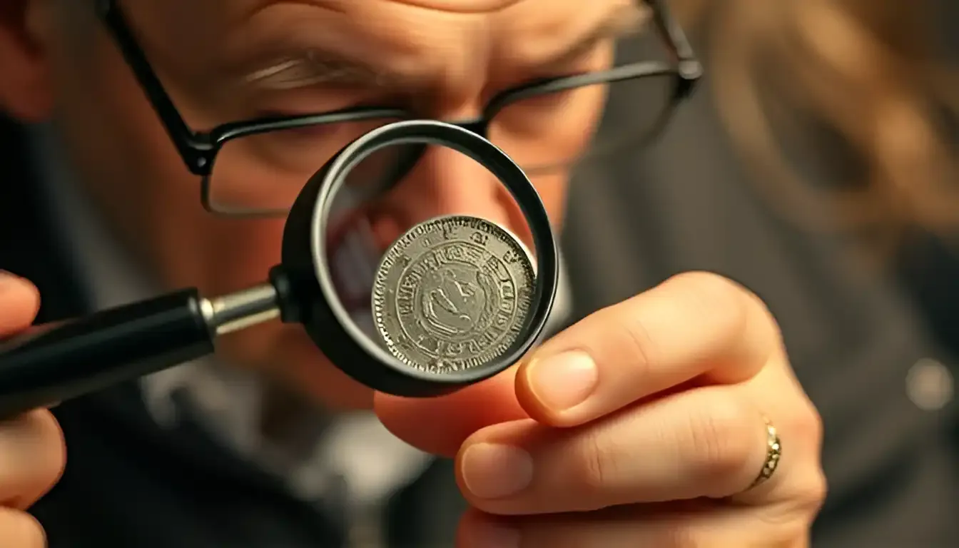 a Spanish coin collector explores moneda de 1789 precio under a magnifying glass