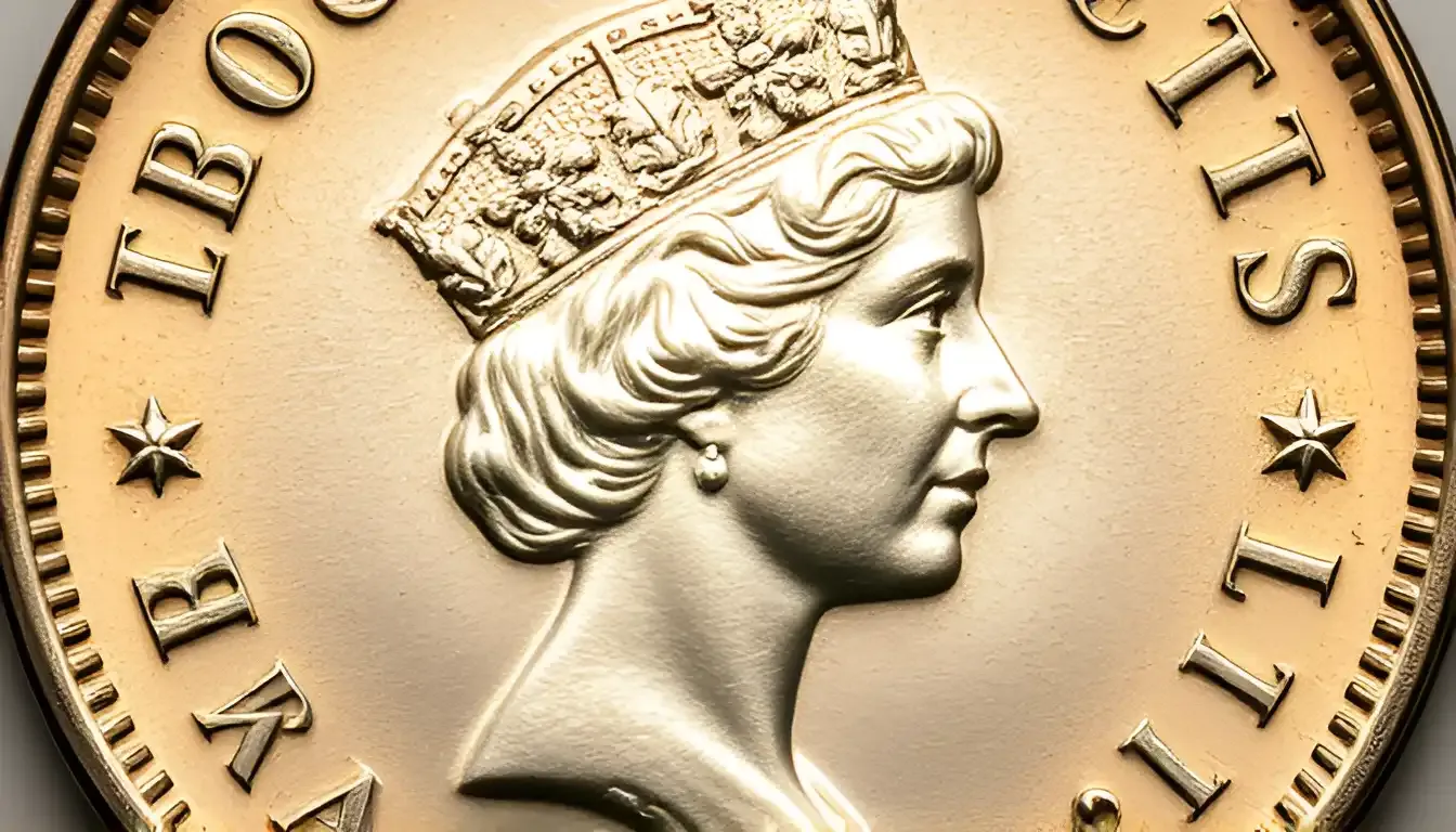 A picture of a Canadian Queen Elizabeth II coin featuring the third effigy created by Dora de Pédery-Hunt, showing a mature Queen Elizabeth II wearing a tiara