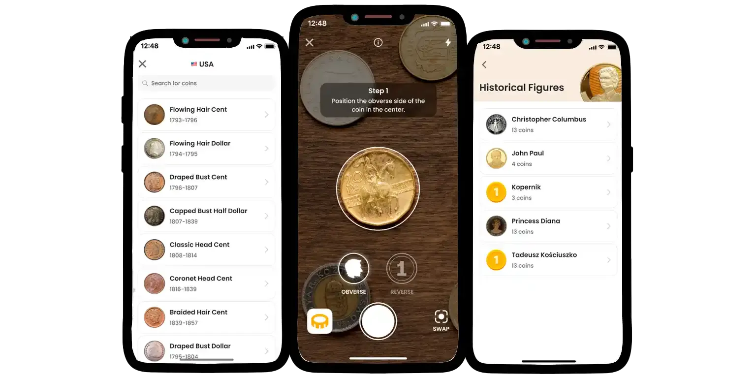 A screenshot from the Coin ID Scanner app that demonstrates its unique features and possibilities