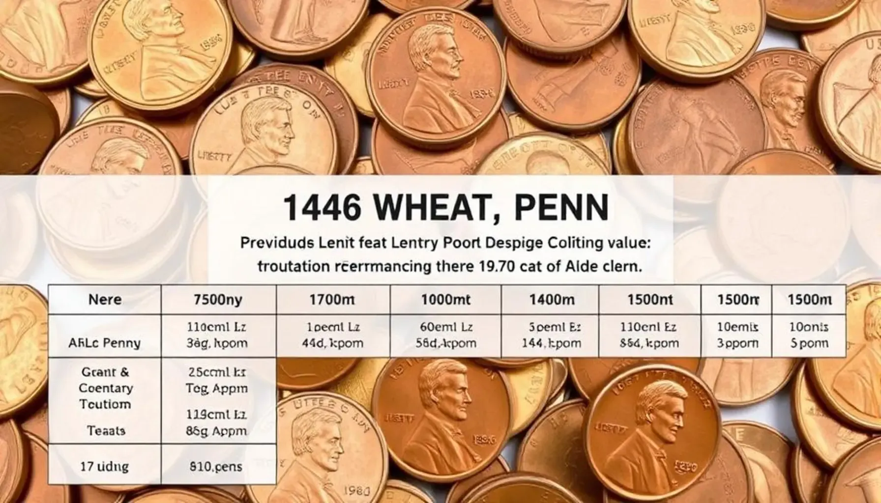 A collection of 1946 Wheat Pennies, highlighting the 1946 penny value chart and differences.