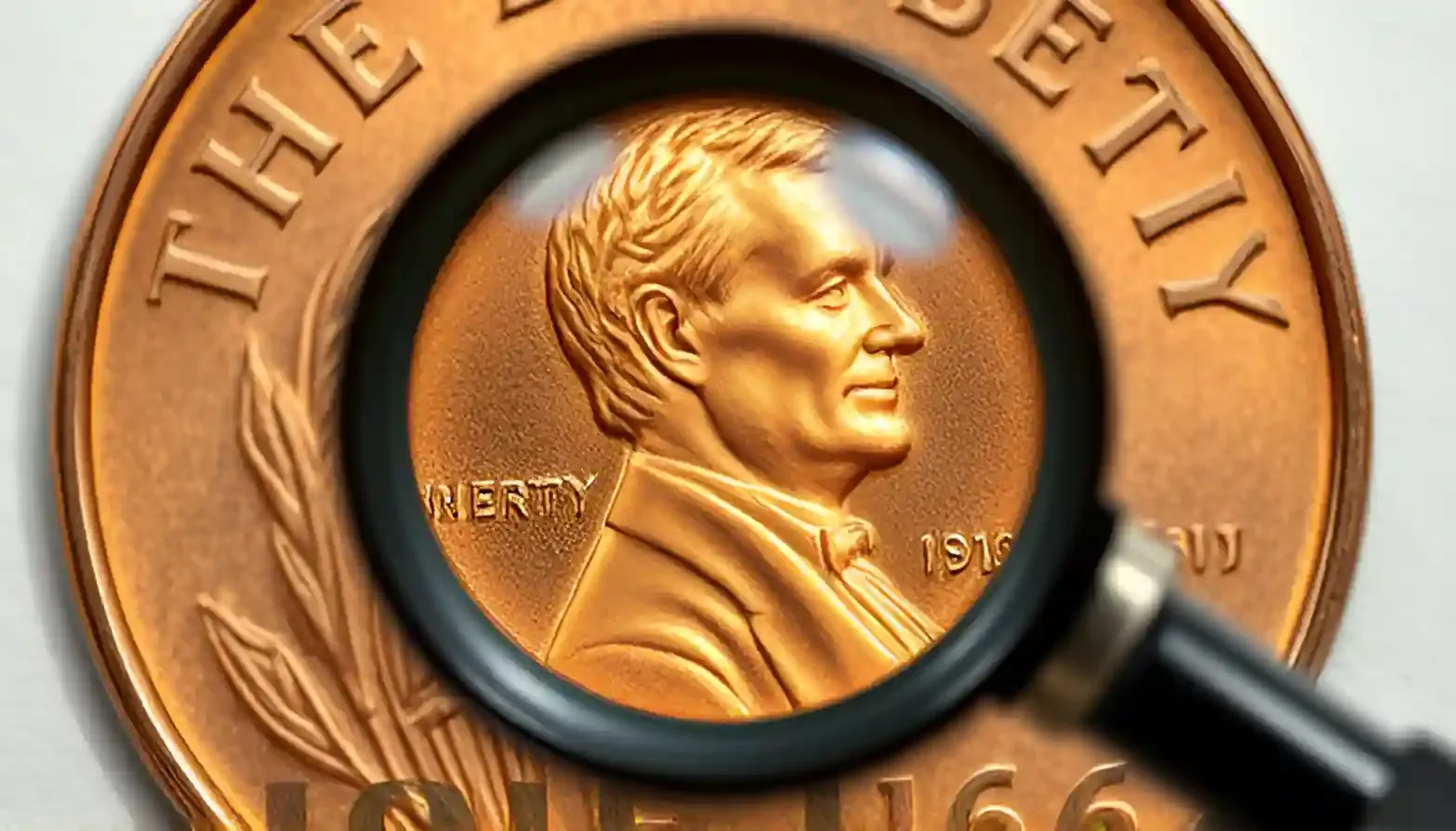 1946 Wheat Penny with doubled die error under a magnifying glass, highlighting the rarity and error 1946 penny value