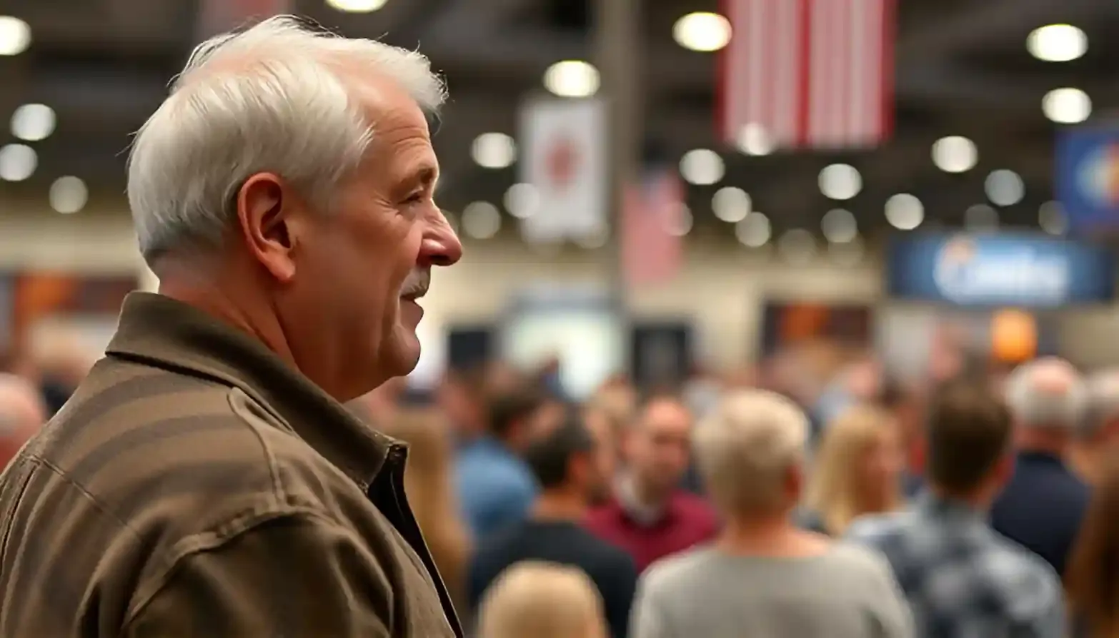 a man talking about the 1946 s wheat penny value to the audience at a coin show