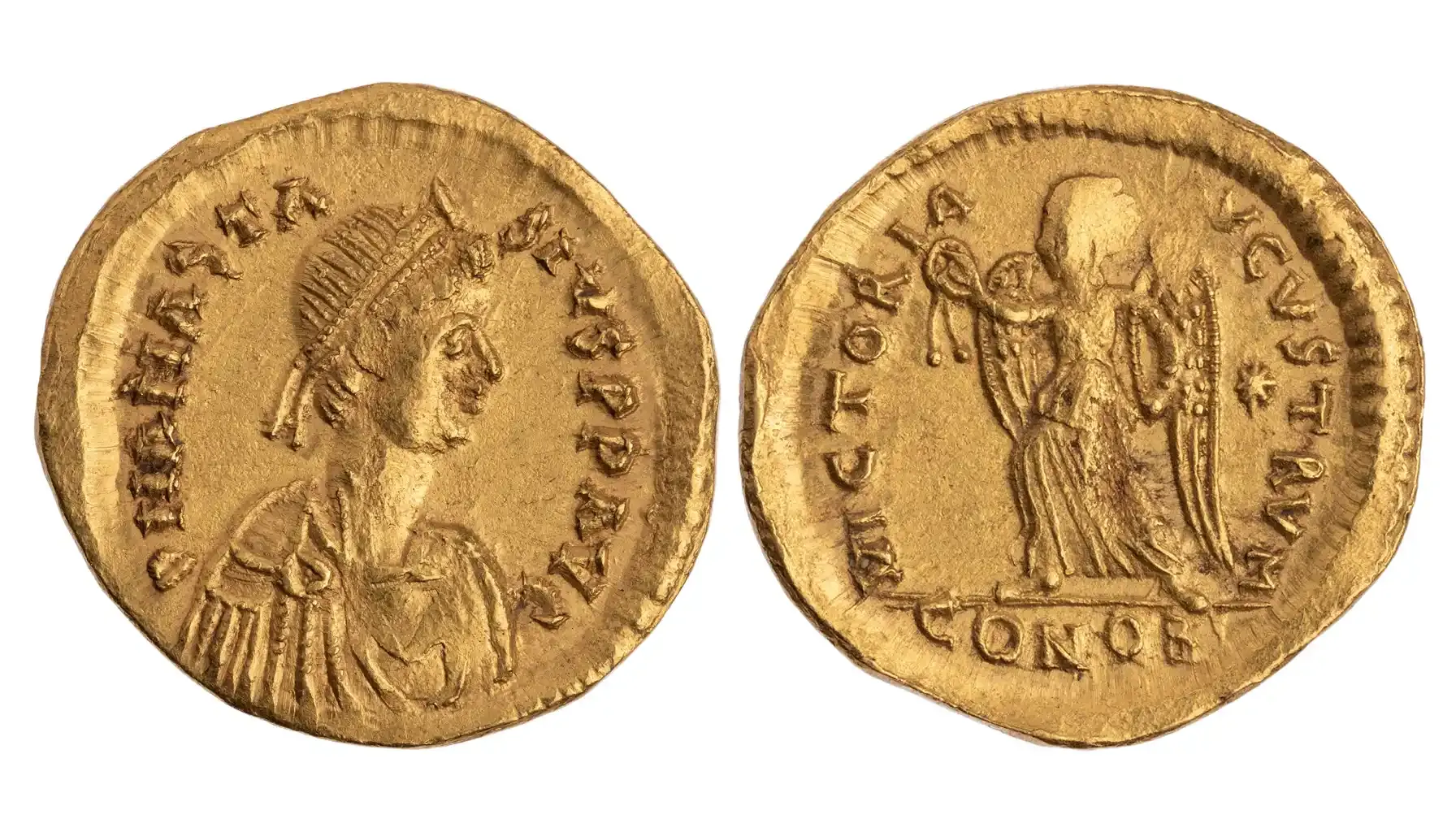 obverse and revesre of a standart Roman Aureus coin