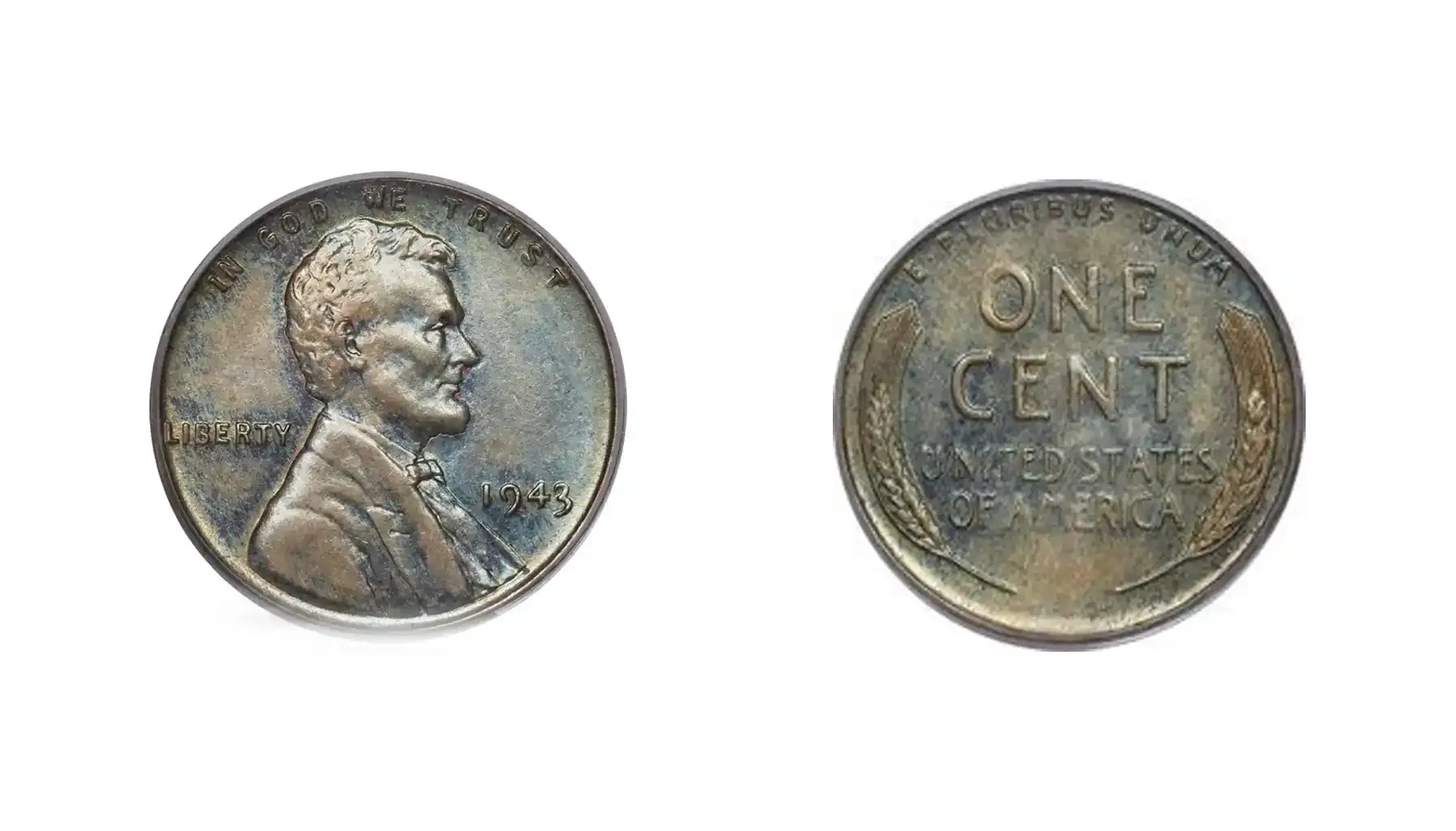 obverse and reverse of a 1943 copper penny