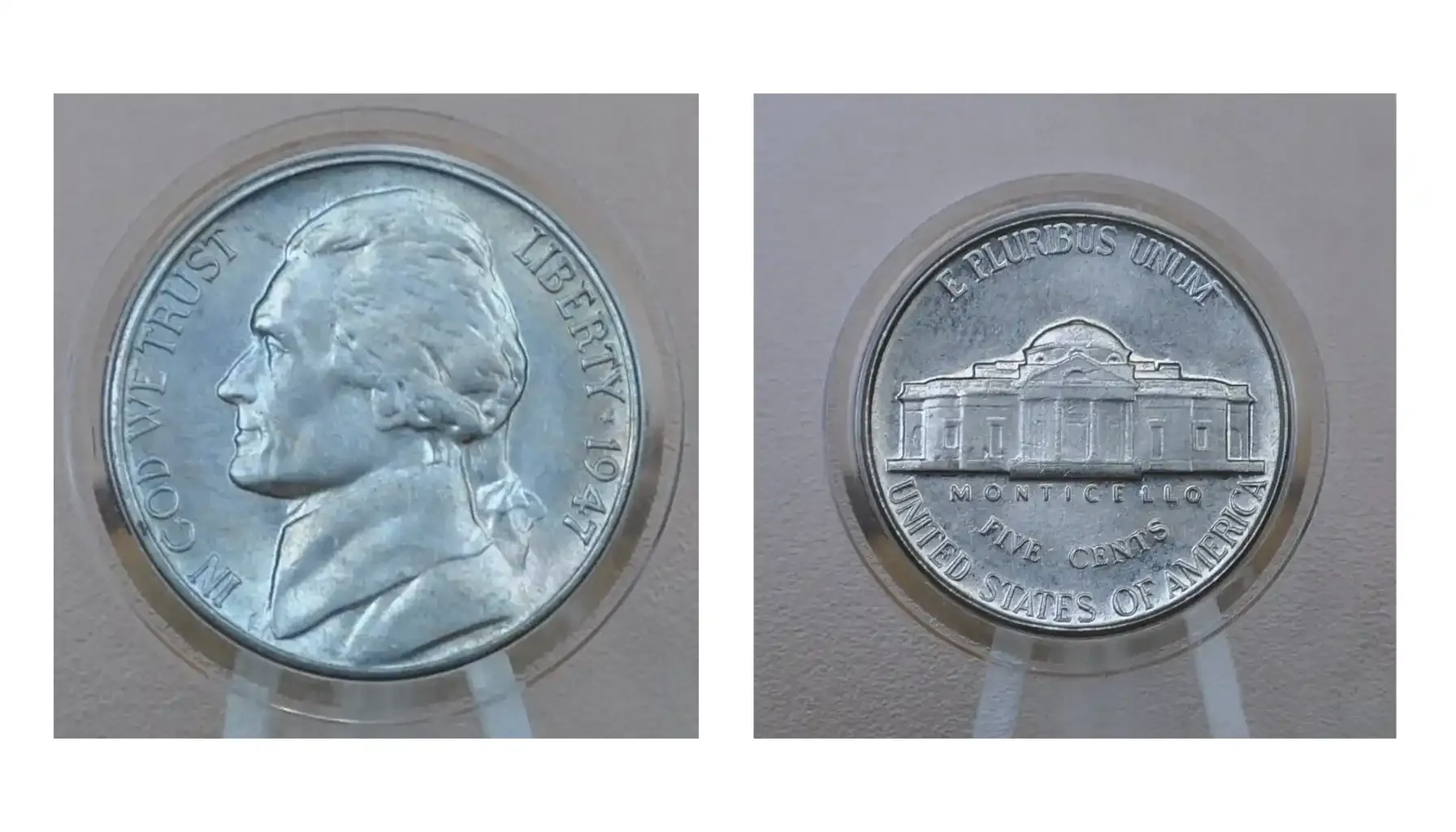 obverse and reverse of a 1947 nickel