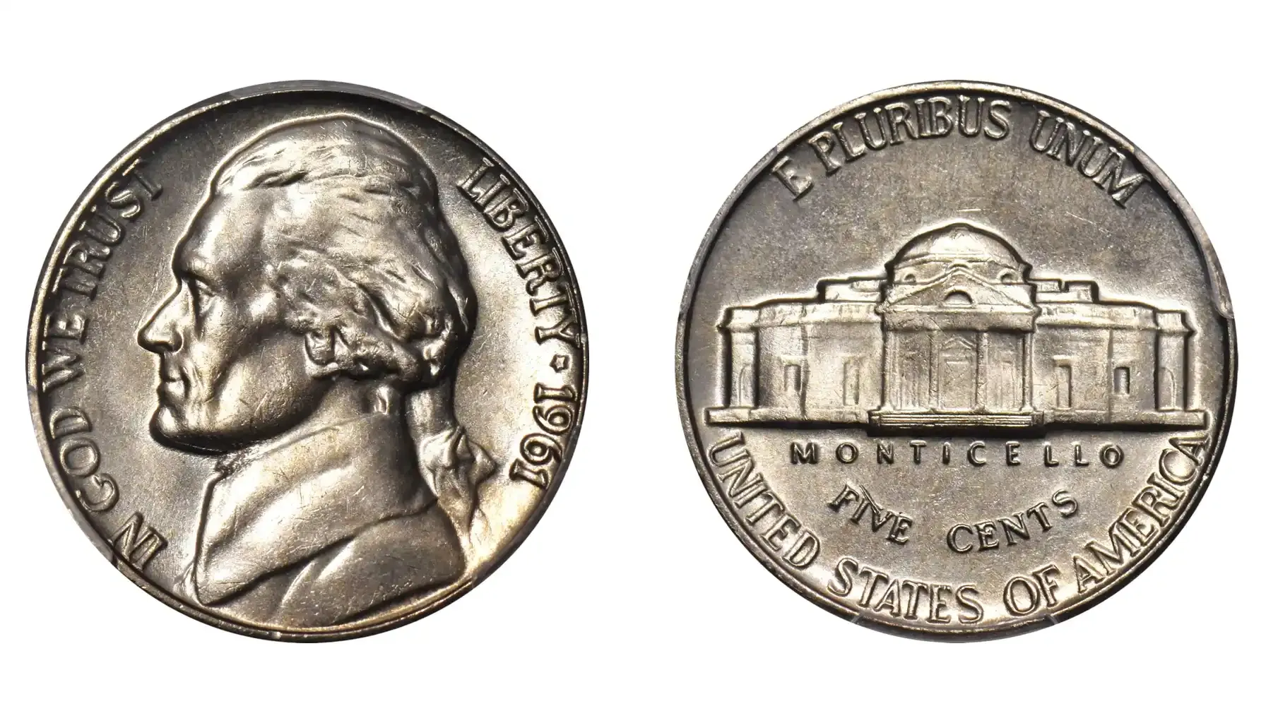 obverse and reverse of a 1961 nickel