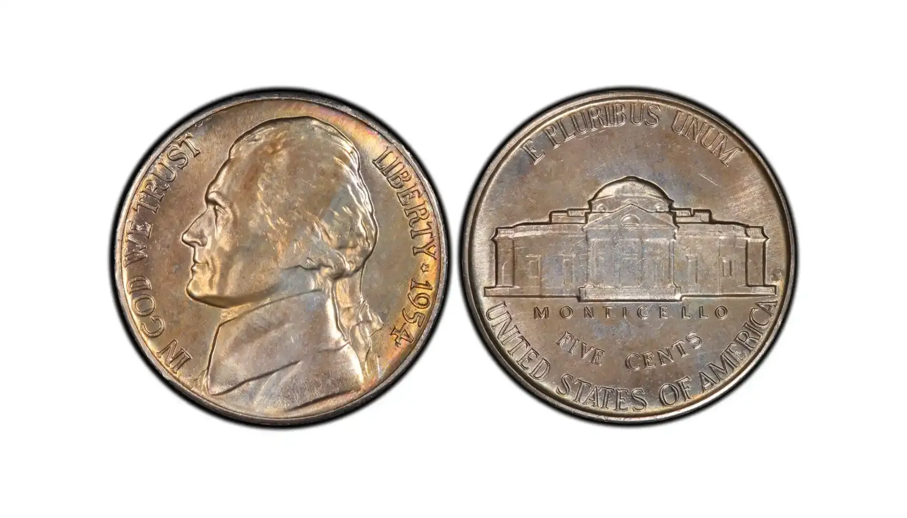 obverse and reverse of a 1954 S nickel Full Steps