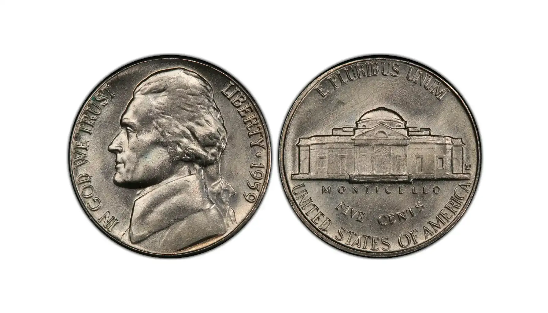 a Full Steps 1959 Nickel (obverse and reverse)