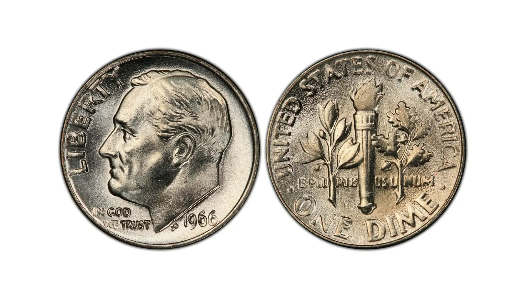 obverse and reverse of a 1966 dime