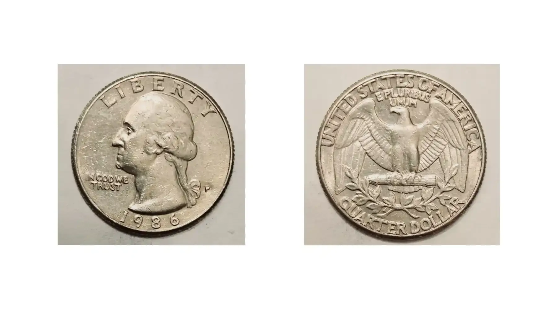 obverse and reverse of a 1986 quarter coin